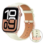 Bracelet de montre en cuir végétalien à grain fin Rose Gold Buckle Black Shark xDfind, pour Apple Watch 42 / 44 / 45 / 46 / 49 mm, pour Apple Watch 38 / 40 / 41 / S11 42 mm