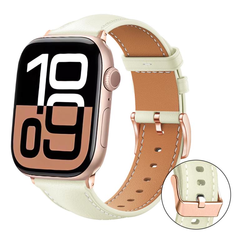 Bracelet de montre en cuir végétalien à grain fin Rose Gold Buckle Black Shark xDfind, pour Apple Watch 42 / 44 / 45 / 46 / 49 mm, pour Apple Watch 38 / 40 / 41 / S11 42 mm