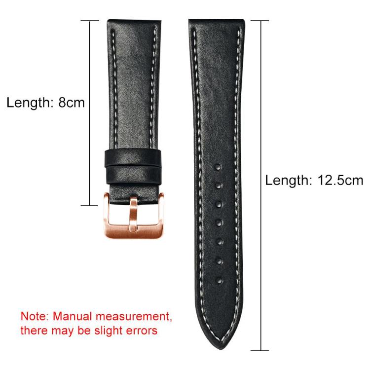 Bracelet de montre en cuir végétalien à grain fin Rose Gold Buckle Black Shark xDfind, pour Apple Watch 42 / 44 / 45 / 46 / 49 mm, pour Apple Watch 38 / 40 / 41 / S11 42 mm