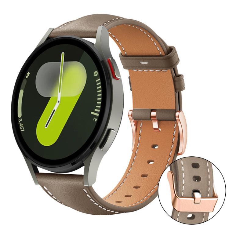 xDfind Rose Gold Buckle Black Shark Fine Grain Vegan Leather Watch Band, For Samsung Galaxy Watch7 / FE / 6 / 5 / 4, For Samsung Galaxy Fit3