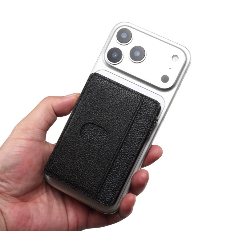 Sac porte-cartes magnétique Denior V25 en cuir PU texturé litchi