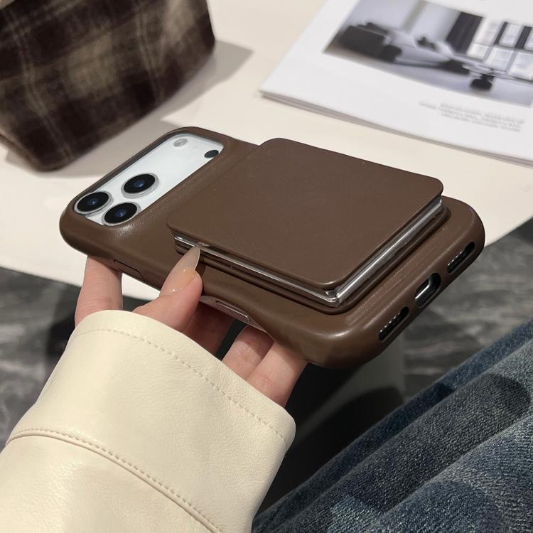 Coque de Téléphone Antichoc en Simili Cuir d'Agneau avec Miroir, Pour iPhone 17 Pro Max, Pour iPhone 17 Pro