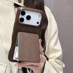 Lambskin Texture Mirror Holder Shockproof Phone Case, For iPhone 18 Pro / 17 Pro, For iPhone 18 Pro Max / 17 Pro Max