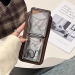 Lambskin Texture Mirror Holder Shockproof Phone Case, For iPhone 18 Pro / 17 Pro, For iPhone 18 Pro Max / 17 Pro Max