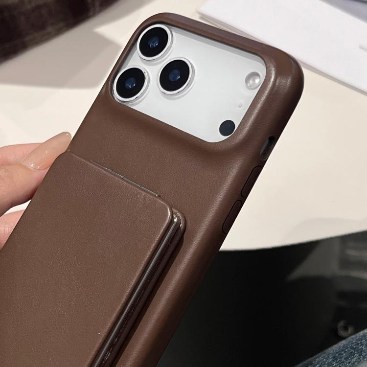 Lambskin Texture Mirror Holder Shockproof Phone Case, For iPhone 18 Pro / 17 Pro, For iPhone 18 Pro Max / 17 Pro Max