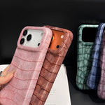 Coque de téléphone antichoc en cuir végétalien texturé crocodile vintage, pour iPhone 17 Pro Max, pour iPhone 17 Pro