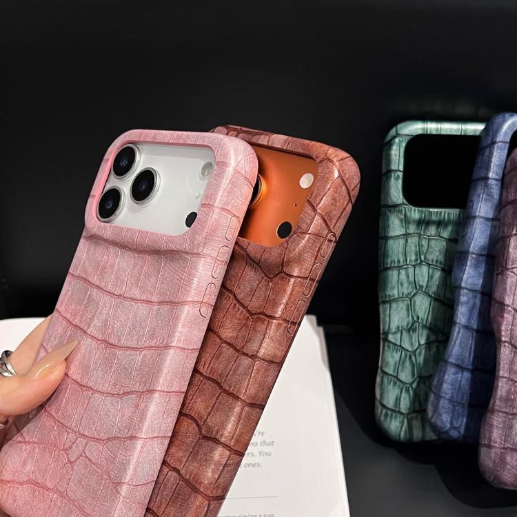 Coque de téléphone antichoc en cuir végétalien texturé crocodile vintage, pour iPhone 17 Pro Max, pour iPhone 17 Pro