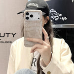 Coque de téléphone antichoc en cuir végétalien texturé crocodile vintage, pour iPhone 17 Pro Max, pour iPhone 17 Pro