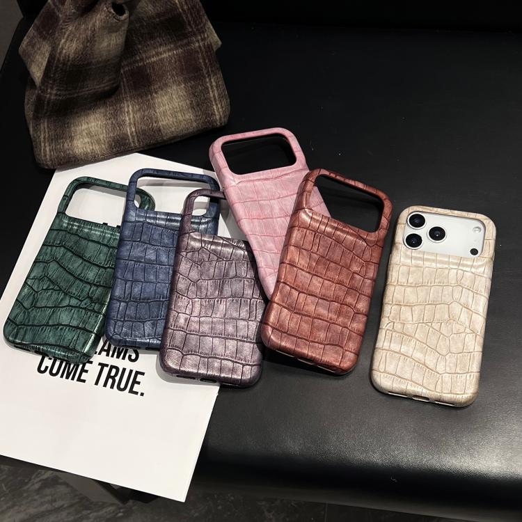 Coque de téléphone antichoc en cuir végétalien texturé crocodile vintage, pour iPhone 17 Pro Max, pour iPhone 17 Pro