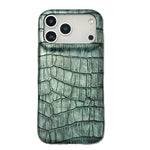 Coque de téléphone antichoc en cuir végétalien texturé crocodile vintage, pour iPhone 17 Pro Max, pour iPhone 17 Pro