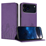 Étui de téléphone en cuir vegan magnétique avec motif papillon et tulipes, Pour iPhone 17e / 16e, Pour iPhone 17 Pro Max, Pour iPhone 17 Pro, Pour iPhone 17