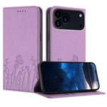 Étui de téléphone en cuir vegan magnétique avec motif papillon et tulipes, Pour iPhone 17e / 16e, Pour iPhone 17 Pro Max, Pour iPhone 17 Pro, Pour iPhone 17