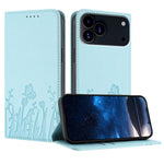 Étui de téléphone en cuir vegan magnétique avec motif papillon et tulipes, Pour iPhone 17e / 16e, Pour iPhone 17 Pro Max, Pour iPhone 17 Pro, Pour iPhone 17