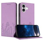 Étui de téléphone en cuir vegan magnétique avec motif papillon et tulipes, Pour iPhone 17e / 16e, Pour iPhone 17 Pro Max, Pour iPhone 17 Pro, Pour iPhone 17