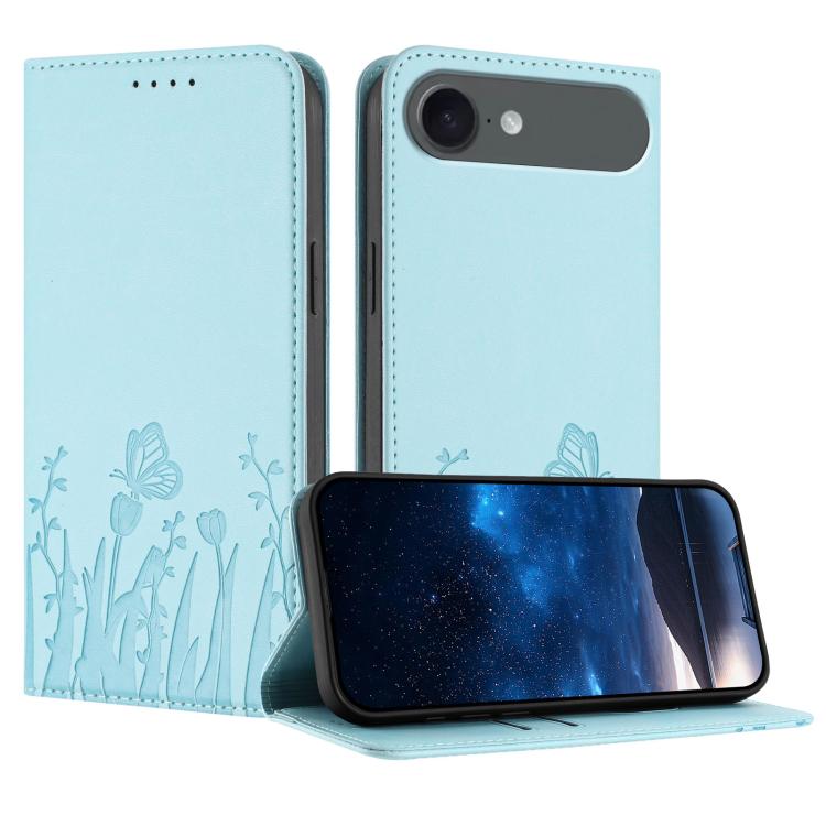 Étui de téléphone magnétique en cuir végétalien motif papillons tulipes, pour iPhone Air, pour iPhone 16 Pro Max, pour iPhone 16 Pro, pour iPhone 16 Plus