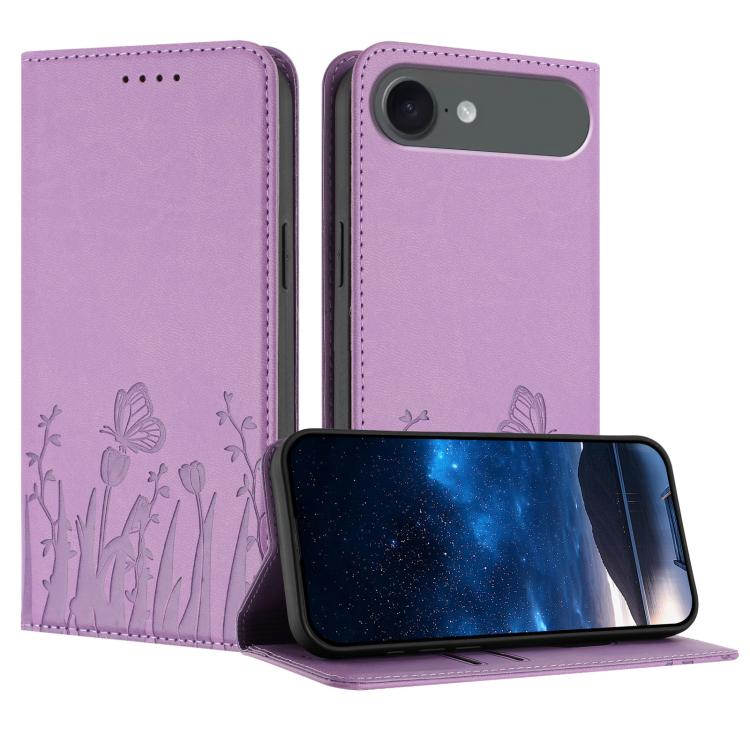 Étui de téléphone magnétique en cuir végétalien motif papillons tulipes, pour iPhone Air, pour iPhone 16 Pro Max, pour iPhone 16 Pro, pour iPhone 16 Plus