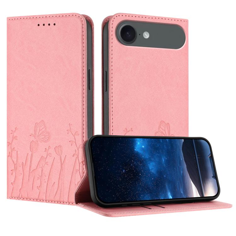 Étui de téléphone magnétique en cuir végétalien motif papillons tulipes, pour iPhone Air, pour iPhone 16 Pro Max, pour iPhone 16 Pro, pour iPhone 16 Plus