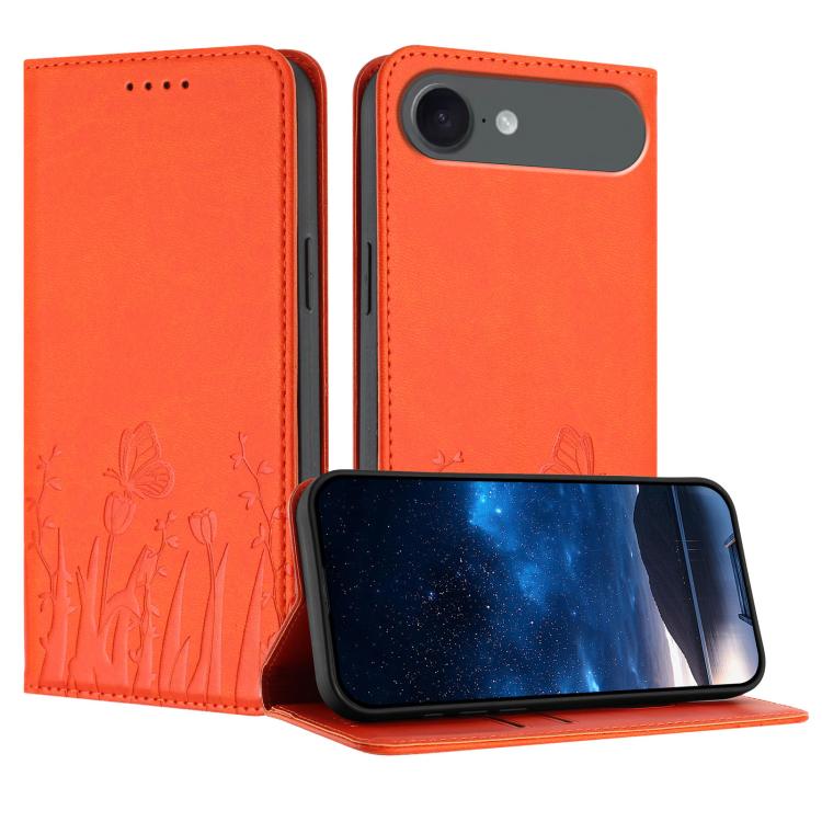 Étui de téléphone magnétique en cuir végétalien motif papillons tulipes, pour iPhone Air, pour iPhone 16 Pro Max, pour iPhone 16 Pro, pour iPhone 16 Plus