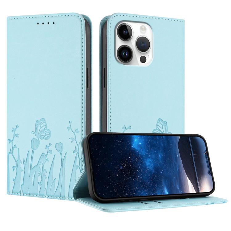 Étui de téléphone magnétique en cuir végétalien motif papillons tulipes, pour iPhone Air, pour iPhone 16 Pro Max, pour iPhone 16 Pro, pour iPhone 16 Plus