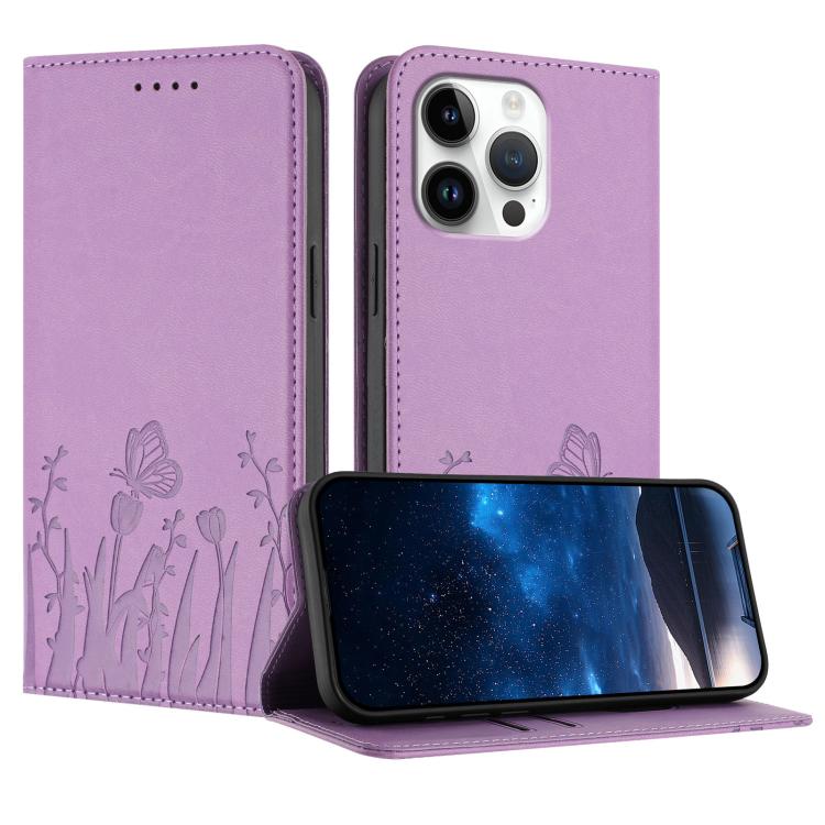 Étui de téléphone magnétique en cuir végétalien motif papillons tulipes, pour iPhone Air, pour iPhone 16 Pro Max, pour iPhone 16 Pro, pour iPhone 16 Plus