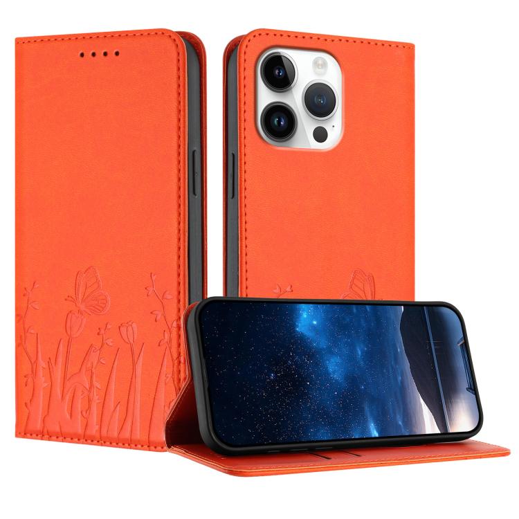 Étui de téléphone magnétique en cuir végétalien motif papillons tulipes, pour iPhone Air, pour iPhone 16 Pro Max, pour iPhone 16 Pro, pour iPhone 16 Plus