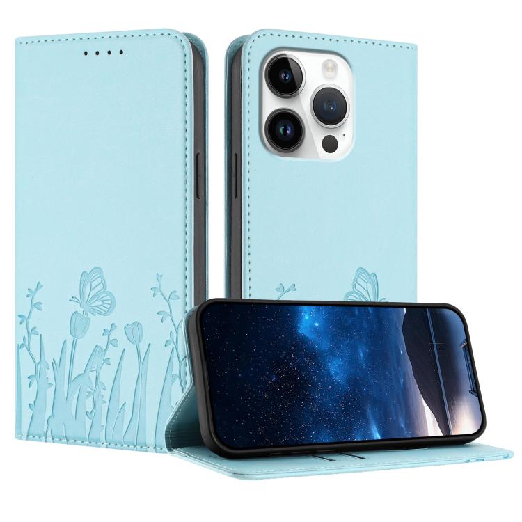 Étui de téléphone magnétique en cuir végétalien motif papillons tulipes, pour iPhone Air, pour iPhone 16 Pro Max, pour iPhone 16 Pro, pour iPhone 16 Plus
