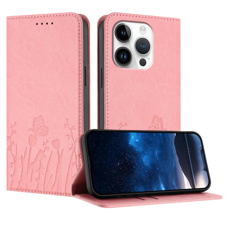 Étui de téléphone magnétique en cuir végétalien motif papillons tulipes, pour iPhone Air, pour iPhone 16 Pro Max, pour iPhone 16 Pro, pour iPhone 16 Plus