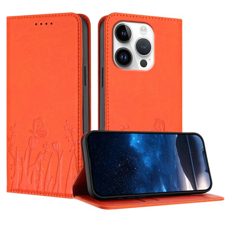 Étui de téléphone magnétique en cuir végétalien motif papillons tulipes, pour iPhone Air, pour iPhone 16 Pro Max, pour iPhone 16 Pro, pour iPhone 16 Plus