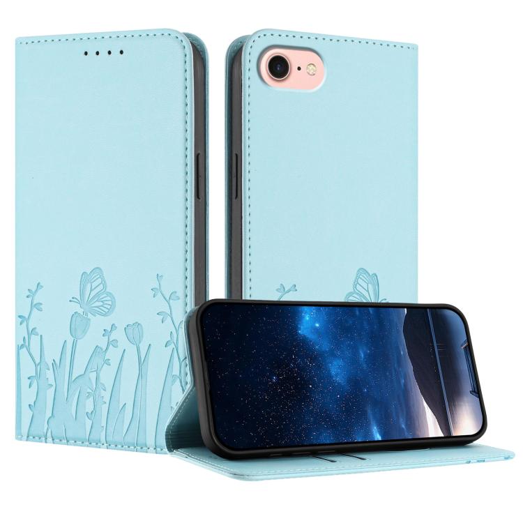 Étui de téléphone en cuir vegan magnétique avec motif papillon et tulipes, Pour iPhone 17e / 16e, Pour iPhone 17 Pro Max, Pour iPhone 17 Pro, Pour iPhone 17