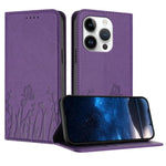 Étui de téléphone magnétique en cuir végétalien à motif de papillons et de tulipes, pour iPhone 15, pour iPhone 14 Plus, pour iPhone 14, pour iPhone 14 Pro