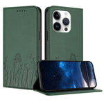 Étui de téléphone magnétique en cuir végétalien à motif de papillons et de tulipes, pour iPhone 15, pour iPhone 14 Plus, pour iPhone 14, pour iPhone 14 Pro