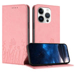 Étui de téléphone magnétique en cuir végétalien à motif de papillons et de tulipes, pour iPhone 15, pour iPhone 14 Plus, pour iPhone 14, pour iPhone 14 Pro