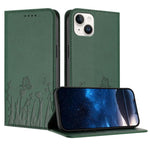 Étui de téléphone magnétique en cuir végétalien à motif de papillons et de tulipes, pour iPhone 15, pour iPhone 14 Plus, pour iPhone 14, pour iPhone 14 Pro