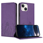 Étui de téléphone magnétique en cuir végétalien à motif de papillons et de tulipes, pour iPhone 15, pour iPhone 14 Plus, pour iPhone 14, pour iPhone 14 Pro