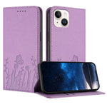 Étui de téléphone magnétique en cuir végétalien à motif de papillons et de tulipes, pour iPhone 15, pour iPhone 14 Plus, pour iPhone 14, pour iPhone 14 Pro