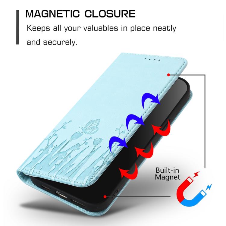 Tulips Butterfly Pattern Magnetic Vegan Leather Phone Case, For iPhone 12 mini, For iPhone 11 Pro Max, For iPhone 11, For iPhone 11 Pro