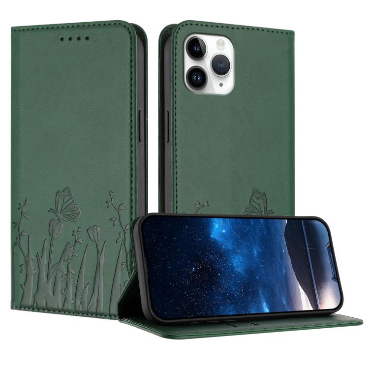 Tulips Butterfly Pattern Magnetic Vegan Leather Phone Case, For iPhone 12 mini, For iPhone 11 Pro Max, For iPhone 11, For iPhone 11 Pro