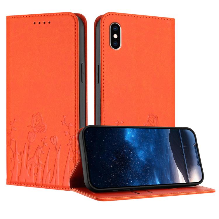 Tulips Butterfly Pattern Magnetic Vegan Leather Phone Case, For iPhone X / XS, For iPhone XS Max, For iPhone XR, For iPhone 8 Plus / 7 Plus