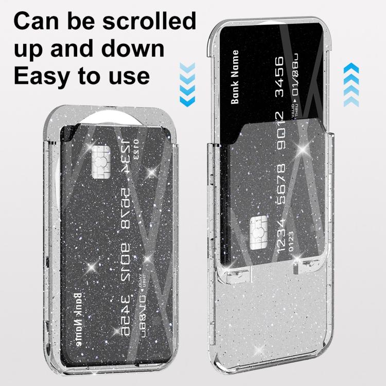 Pochette autocollante magnétique à paillettes transparente pour cartes au dos du téléphone