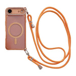 Coque de téléphone magnétique en acrylique clair électroplaqué avec strass et lanière bandoulière côté droit, pour iPhone 17 Pro Max, iPhone 17 Pro, iPhone 17, iPhone Air, iPhone 16 Pro Max, iPhone 16 Pro, iPhone 16 Plus, iPhone 16