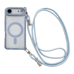 Coque de téléphone magnétique en acrylique clair électroplaqué avec strass et lanière bandoulière côté droit, pour iPhone 17 Pro Max, iPhone 17 Pro, iPhone 17, iPhone Air, iPhone 16 Pro Max, iPhone 16 Pro, iPhone 16 Plus, iPhone 16