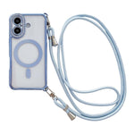 Coque de téléphone magnétique en acrylique clair électroplaqué avec strass et lanière bandoulière côté droit, pour iPhone 17 Pro Max, iPhone 17 Pro, iPhone 17, iPhone Air, iPhone 16 Pro Max, iPhone 16 Pro, iPhone 16 Plus, iPhone 16