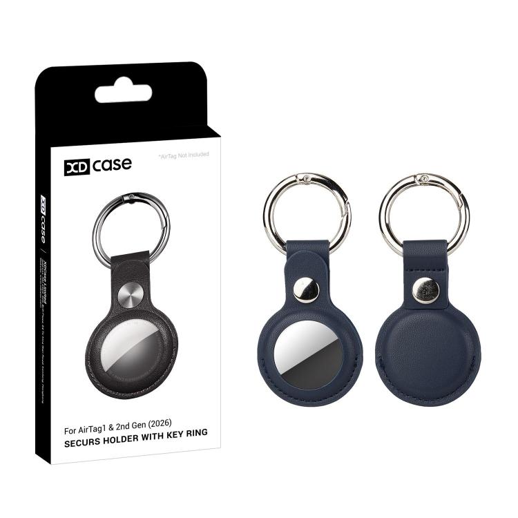 Coque de protection en cuir vegan XDcase avec anneau métallique, 1 pièce (Bleu), 1 pièce (Marron), 1 pièce (Gris), 1 pièce (Noir), 1 pièce (Rouge)