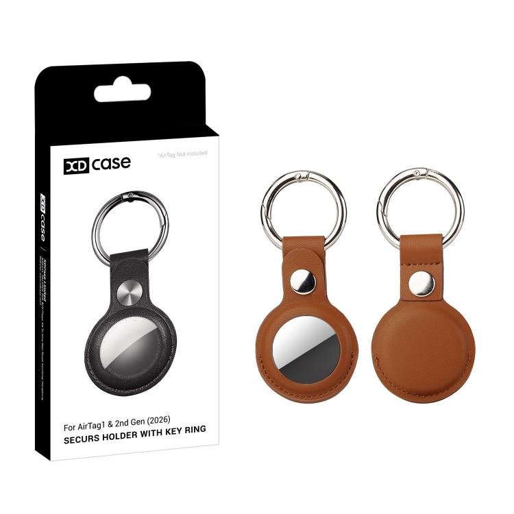 Coque de protection en cuir vegan XDcase avec anneau métallique, 1 pièce (Bleu), 1 pièce (Marron), 1 pièce (Gris), 1 pièce (Noir), 1 pièce (Rouge)