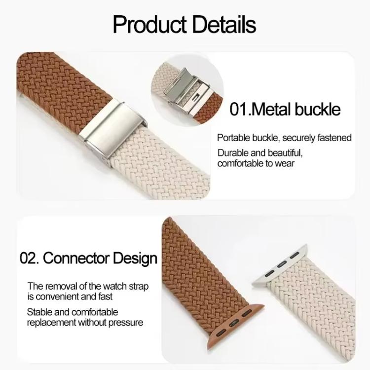 Bracelet de montre en nylon tressé avec boucle xDfind, pour Apple Watch 42 / 44 / 45 / 46 / 49mm, pour Apple Watch 38 / 40 / 41 / S10 42mm