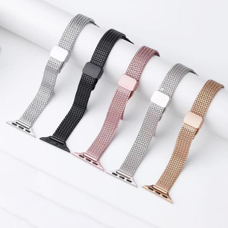 xDfind Bracelet de Montre en Acier Inoxydable avec Boucle Magnétique Épi de Blé, Pour Apple Watch 42 / 44 / 45 / 46 / 49mm, Pour Apple Watch 38 / 40 / 41 / S10 42mm