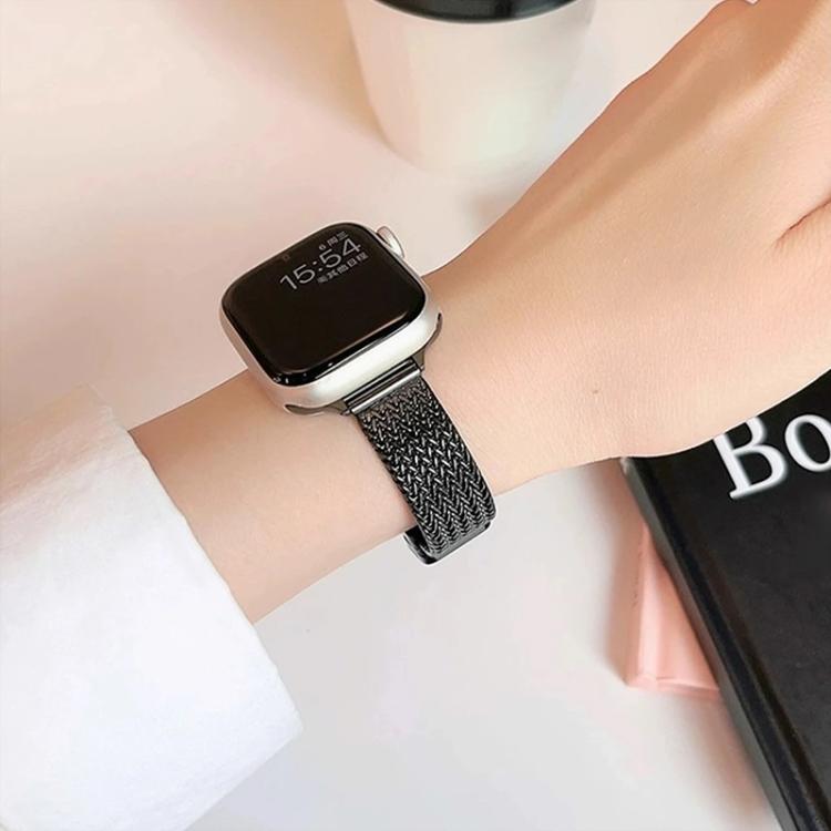 xDfind Bracelet de Montre en Acier Inoxydable avec Boucle Magnétique Épi de Blé, Pour Apple Watch 42 / 44 / 45 / 46 / 49mm, Pour Apple Watch 38 / 40 / 41 / S10 42mm