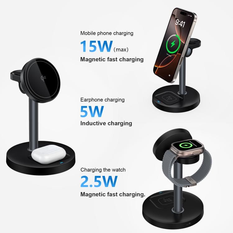 Q11 Chargeur magnétique sans fil multifonction 3-en-1 20W