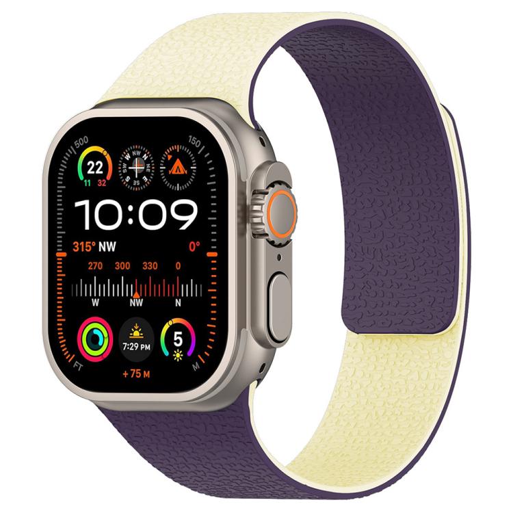 xDfind Bracelet de montre en silicone magnétique texturé litchi à color-blocking, pour Apple Watch 42 / 44 / 45 / 46 / 49mm, pour Apple Watch 38 / 40 / 41 / S11 42mm