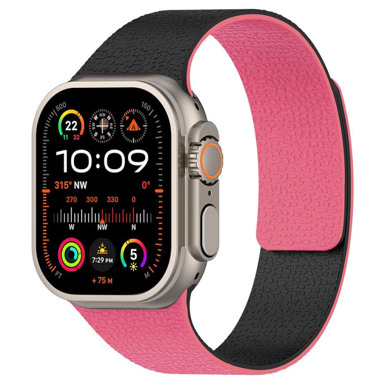 xDfind Bracelet de montre en silicone magnétique texturé litchi à color-blocking, pour Apple Watch 42 / 44 / 45 / 46 / 49mm, pour Apple Watch 38 / 40 / 41 / S11 42mm